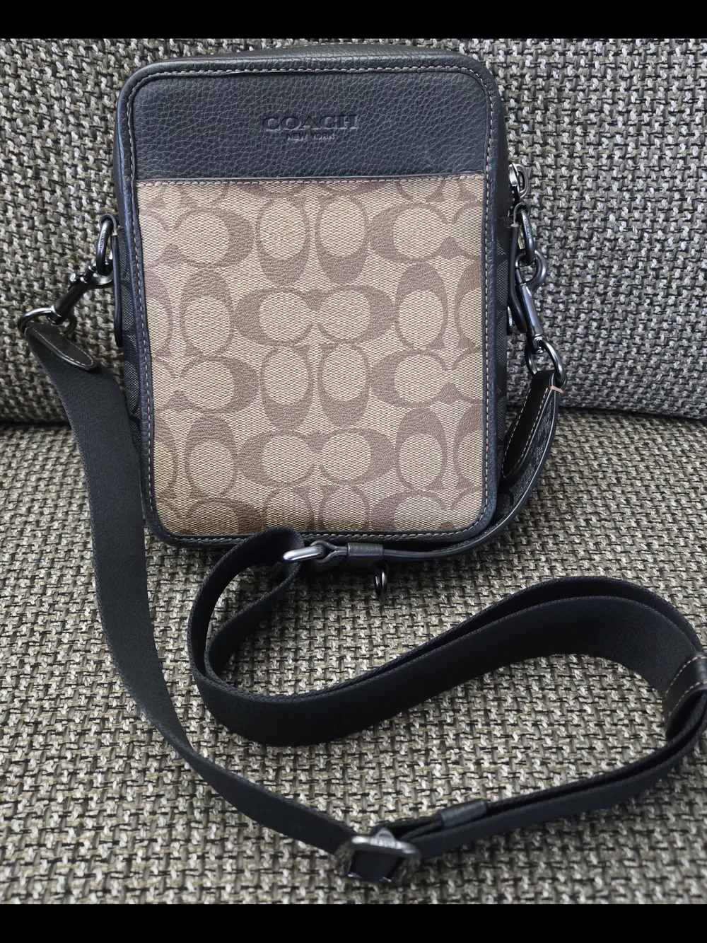 Coach Men’s Signature Canvas Crossbody Bag in Brown/Black